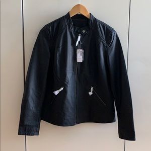 NWT Faux Black Leather Lightweight Jacket